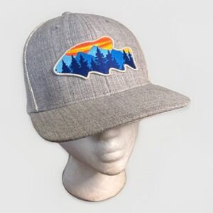 Fish Collection Hat Local Crowns Forest Views Snapback Heather Gray Ivory Mesh